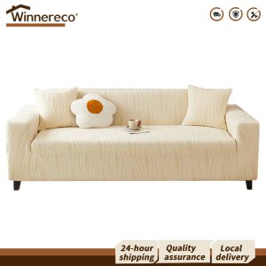 [Winnereco Flagship Mall] Knitted Jacquard Sofa Cover with Pillowcase for Kids Pets Friendly Home Decor