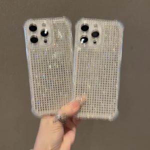 Bling Full Rhinestone Phone Case for iPhone 11 - 17 Pro Max Shockproof Anti Drop Clear Crystal Glitter Women Protect Phone Cover