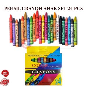 Pensil Crayon Anak Isi 24 PCS Alat Mewarna Dan Melukis Set Kids