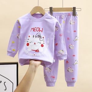 Cute Pattern Baby Girls Pajamas Terno Kids Cotton Sleepwear Set Childrens Long Sleeves Pajamas