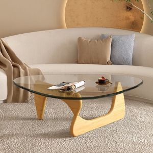 【Desiny】Simple Coffee Tempered Transparent Glass Living Room Sofa Side Creative Tea Table