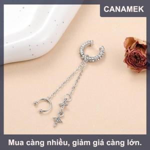 【CANAMEK】 Tinh thể sáng Bóng Sao Tua Tai Clip bông tai cho phụ nữ rhinestone không xuyên Cuff Tai Clip bông tai sụn đồ trang sức