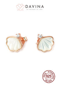 DAVINA Ladies Shell Earrings Rose Gold Plated Sterling Silver 925 - Anting Wanita Perak S925