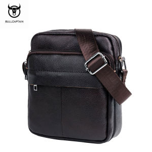 BULLCAPTAIN first layer leather crossbody bag mens casual business mini shoulder bag