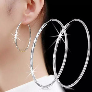 Peachstone 30mm 40mm 50mm 60mm Exaggerate Big Smooth Circle Hoop Earrings Brincos Simple Party Round Loop Earrings for Women Jewelry
