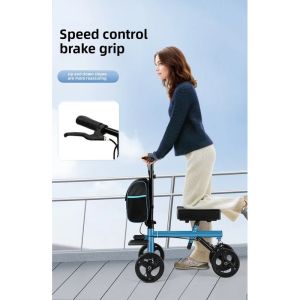 walking training knee hand brake for the disable 4wheel folding handcart walking aid for the elderly