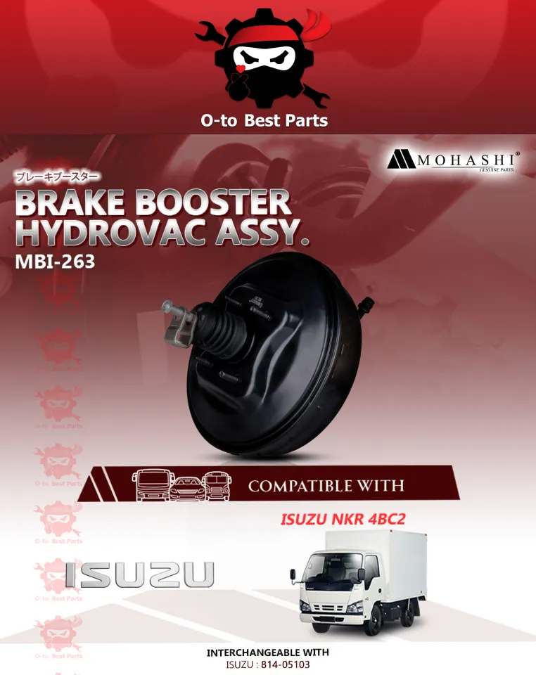 isuzu box truck brake booster light NKR 4BC2 814-05103 MOHASHI HYDROVAC ASSEMBLY (1PC) Enhanced Braking Power Durable Construction Reduced Pedal Effort - Lazada Isuzu Npr Brake Booster Light