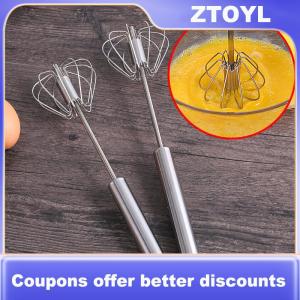 【ZTOYL】 Máy đánh trứng bằng thép không gỉ 304 Máy đánh trứng bán tự động Máy đánh trứng bằng tay tự xoay máy khuấy trứng phụ kiện nhà bếp dụng cụ trứng