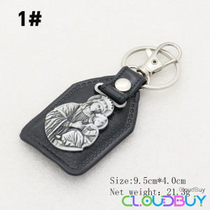 C.B.【Ready in Stock】 Metal Keychain Cross Leather Keychain for Small Gift Mens Car Keychain