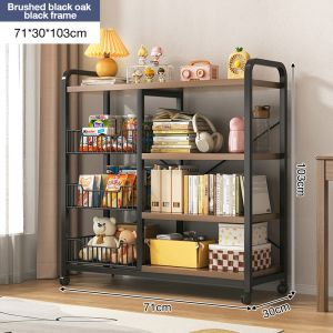 Kitchen Storage Rack with Wire Baskets Multi Layer Microwave Oven Stand Pantry Organizer Shelf with Wheels for Fruits Vegetables