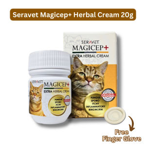 Seravet Magicep Herbal Cream 20g Cat Magicep+ Kurap Luka Kudis Buta Fungal Wound Kucing 宠物猫藓药膏