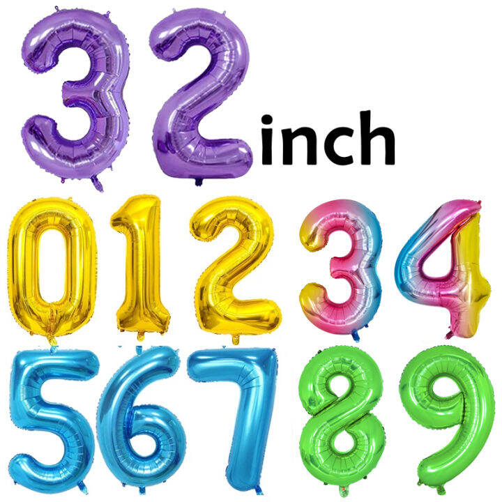 Number Balloons Foil 32 inch For Birthday 0-9 Digital Party Decorations ...