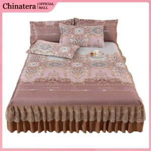 3pcs Bed Sheet Set with Ruffle with 2 Pillowcases Elegant Home Decoration