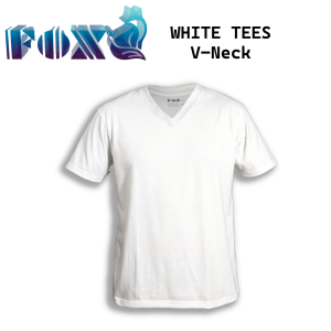 FOX PH Classic Fit V-Neck Cotton T-Shirt in White - Comfortable Short Sleeve Mens Casual Basic Tee