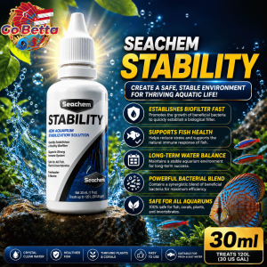 Seachem Stability 30ml Beneficial Bacteria Starter | Aquarium Bio Filter Cycling | Freshwater Marine Water Conditioner | New Tank Starter | Ammonia Nitrite Nitrate Control | Fish Pond Biological Filter | Original Formula Repack