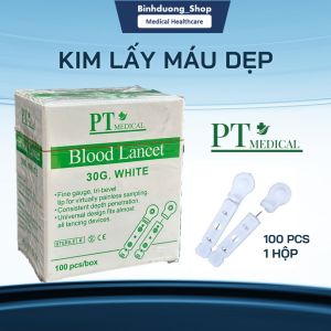 Hộp 100 kim chích lấy máu PT Medical (kim dẹp) thử đường huyết tại nhà