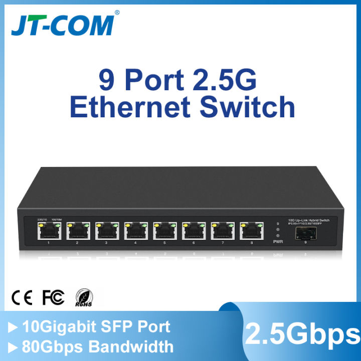 JT-COM 8Port Fiber Optical Switch 2.5GBASE-T Network Switch 2500Mbps ...