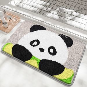 Bathroom Rug Machine Washable Bathroom Floor Mat Extra Soft Absorbent Non-Slip Bath Rug  Panda-patterned flocked fabric