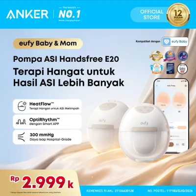 Anker eufy E20 Pompa ASI Pintar Elektrik Handsfree dengan Terapi Hangat HeatFlow/ Handsfree Breast Pump Heating Function/Wireless Smart Breast Pump - T6060