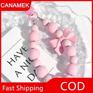 【CANAMEK】 Ngọt Ngào Màu Hồng Cung Đính Cườm Keychain Điện Thoại Di Động Chuỗi Tai Nghe Túi Charms Chống-Mất Dây Xe Keyring Ba Lô Mặt Dây Chuyền Đồ Trang Sức