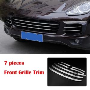 Kaly 7PCS Car Stainless Steel Front Grill Grille Trim Sticker Cover fit for Porsche 2015 2016 2017 9T1N6