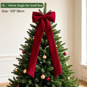 ALLLUCK Red Velvet Bow Ornament Giant Single Ear Christmas Decor Elegant Hanging Hanging Bow Prop Christmas Party