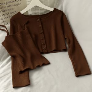 PRETTY STYLES - 2in1 SET COME RIB Fashion Set Tanktop Cardigan Wanita Terkini