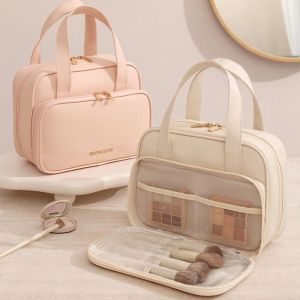 OYA36 ความจุขนาดใหญ่ กระเป๋าเก็บเครื่องสำอาง ไม่ซึมน้ำ หลายฟังก์ชัน กระเป๋าเก็บของใช้ในห้องน้ำ ลำลอง ป้องกันฝุ่น กระเป๋าแต่งหน้าสำหรับเดินทาง กลางแจ้ง