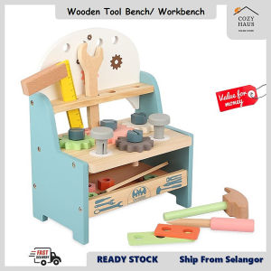 Wooden Tool Bench Workbench Construction Workshop Carpenter Pretend Play Toy
