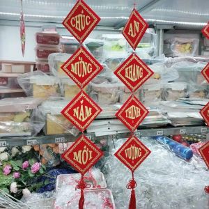Cặp Dây treo nhung đỏ liễng trang trí tết câu đối tết liễu treo tết