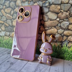 Case Tecno Spark 10/10c Softcase Luxury 6D Casing Plating Free Stand Holder Tarikan Kelinci