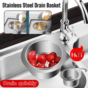 Stainless Steel Drain Basket For Faucet Kitchen Bathroom Sink Strainer Basket Tap Hanging Filter Basket