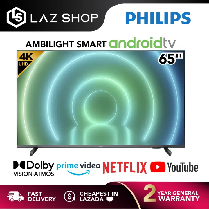 【24H Ship Out】Philips 65 Inch 4K UHD Android TV 65PUT7906 | Netflix TV Youtube | Dolby Vision | 3-Sided Ambilight | Philips Smart TV 65" Philips TV comparable