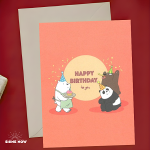 We Bare Bears Happy Birthday Card Cute Cartoon Greeting Card