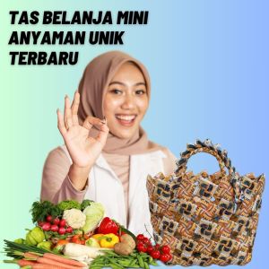 tas belanja mini anyaman kemasan bungkus minuman jajanan tote bag wanita tas keranjang motif cantik