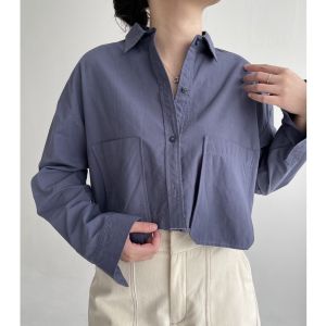 Peach Poppy JOY Crop Shirt Over Cut / Unfinished - Atasan Kemeja Crop Wanita Premium