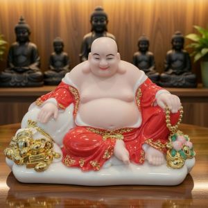 Tượng Phật Di Lặc Đào Chất Liệu Đá Cao Cấp Mang Đến May Mắn Tài Lộc Phong Thủy Quà Tặng Tân Gia Chúc Mừng