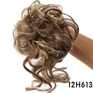 RANZH Women 22 Colors Curly Chignon Rubber Band Hair Extension Chignon Wig False Hair Pieces Messy Curly Hair Band Synthetic Hair Bun