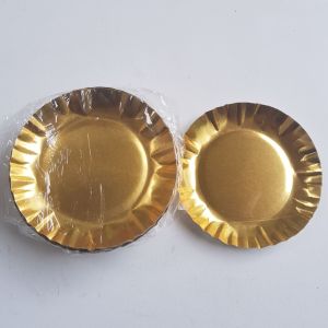 Piring Kue Ulang Tahun Kertas Mas Isi 10 Pcs l Gold Paper Plate