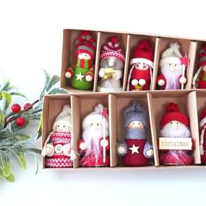 FFBH Soft Fabric Plush Santa Doll Handcrafted Quality Knitted Knitted Christmas Pendant Creative Design Colorful Xmas Tree Decor R3K9L