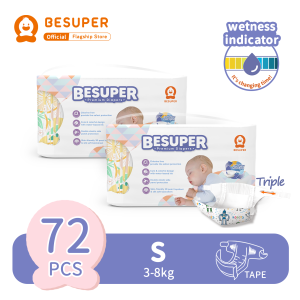 Besuper Premium Tape Baby Diapers ​Colorful Public Version 2Bag NB/S/M/L/XL