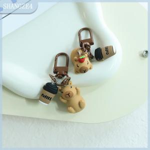 【SHANGZE4】 Resin Coffe Capybara Keychain Funny Capibara Bag Hanging Cute Funny Fashion Anime Keyring Mobile Phone Hanging Accessories