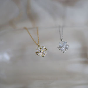 Yukis Gold Color Windmill Pendant Necklace AAA Cubic Zirconia Pave Titanium steel Crystal Necklace for Women Men Fashion Jewelry Gift