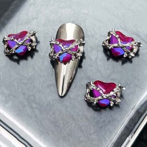 BAIXL 4Pcs/set Nail Art Charms Halloween Heart Nail Decorations DIY Nail Ornaments Love Heart Halloween Heart Nail Accessories Vintage Nail Supplies Halloween Heart Nail Rhinestones Manicurist