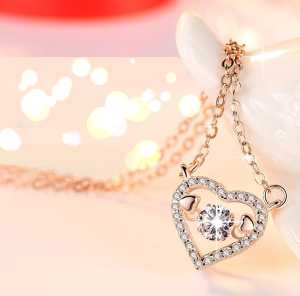 Celinewey Love Hearts Sparkling Dancing AAA Zircon White Gold Plated OR Rose Gold Plated Necklace 368N369N