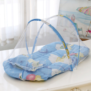 Baby Bed Anti Mosquito Foldable Travel Crib for Babies Soft Bed Cushion + Pillow Mosquito net