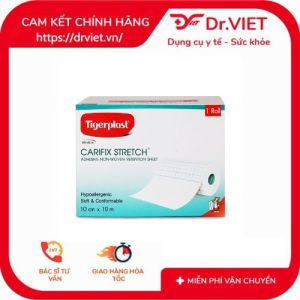Băng keo co giãn Carifix Stretch 10cm x 10m đàn hồi cao bám dính tốt dùng cố định vết thương thoáng khí an toàn cho da phù hợp y tế và gia đình