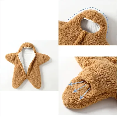 (LAGO) Starfish Baby Sleeping Bag Starfish Onesie Starfish Swaddle Sack for Newborn Infant Plush Swaddle Blanket StrollerB