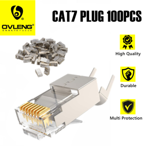 CAT7 Gold-Plated RJ45 Modular Plug Network Ethernet Fast Transmission (100pcs)