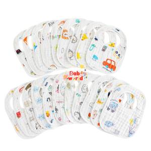 (TẶNG Khăn Sữa) Yếm Ăn Dặm Cho Bé Vải Xô 8 Lớp với Thiết Kế Chữ U Dày Dặn Mềm Mại Thấm Hút Tốt Có Cúc Bấm Tiện Lợi Nhiều Họa Tiết Đáng Yêu